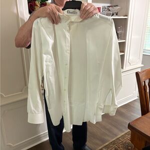 Men's White Pleated Dress Shirt - 2XL